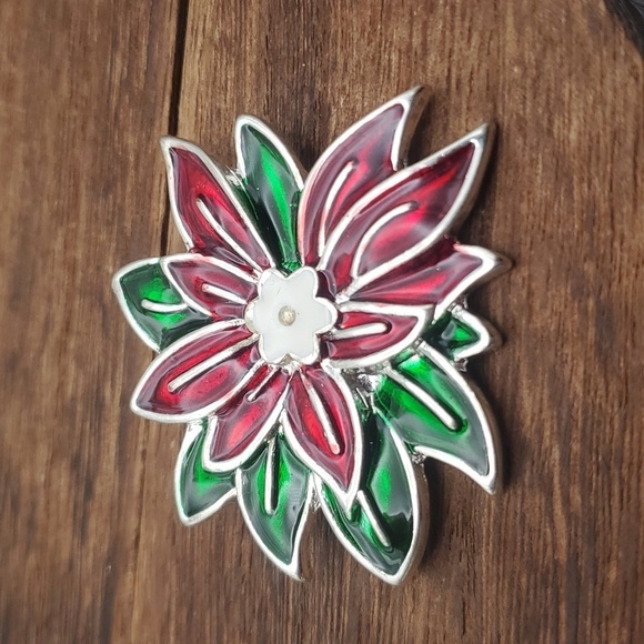 Christmas poinsettia flower brooch B558‎